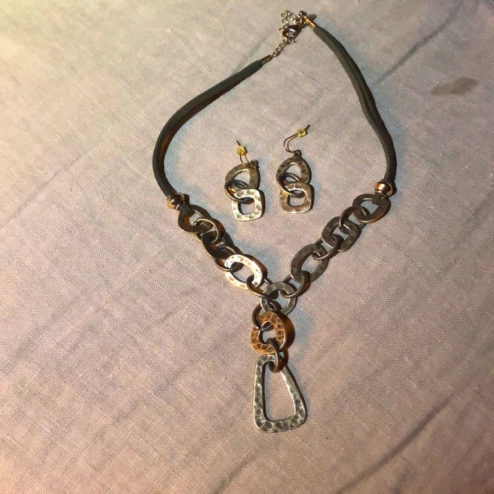 Lia Sophia statement link necklace and earring set